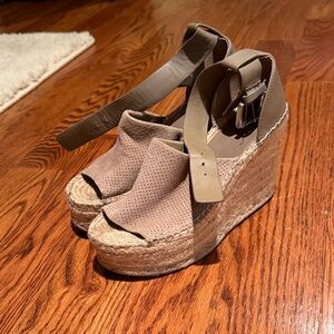 Marc Fisher Taupe Wedge Sandals